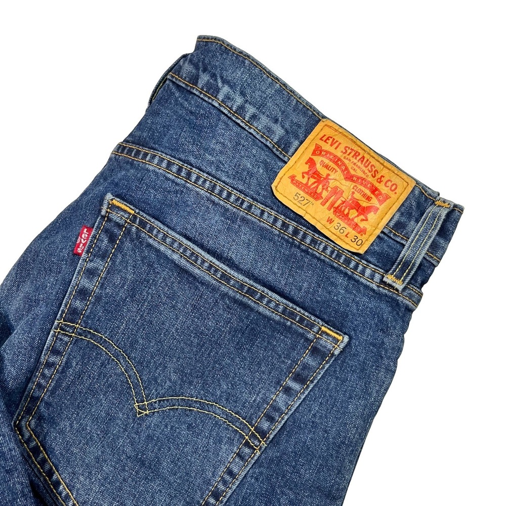 Levi's 527 Slim Boot Cut Jeans Men 36x30 Dark Wash Denim Pants Blue Stretch